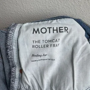 MOTHER Tomcat Roller Fray Healing Jar Solid Blue Wash Wide Leg Raw Hem Size 30 thumbnail 6