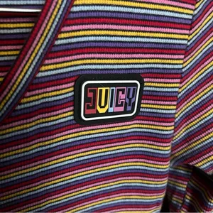 Juicy Couture Womens Midi Dress Multicolored Stripe Rib Knit Side Slit Small thumbnail 3