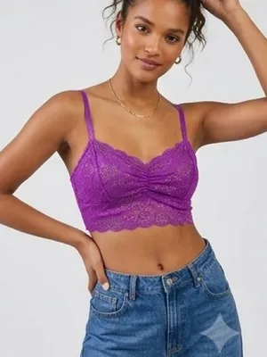 PINK Victoria's Secret Purple Lace Bralette Size Medium thumbnail 3