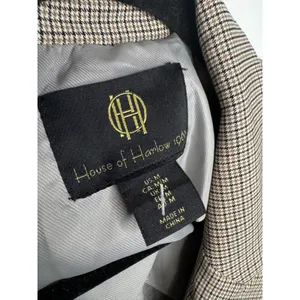 House of Harlow‎ 1960 Womens Brown Plaid Double Breasted Blazer Jacket Size M thumbnail 3
