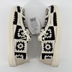 Hey Dude Wendy Cottage Crochet‎ Slip On Shoe Black White Women 5 Granny Square thumbnail 6