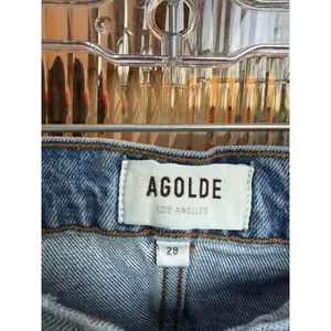 AGOLDE Reworked Denim Mini Skirt Blue Organic Cotton Raw Hem Size 29‎ thumbnail 2