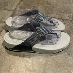 FitFlop Lulu Maxi Crystal Sandals Womens 10 EUR 42 Pewter Grey L99-534 Sparkle thumbnail 7