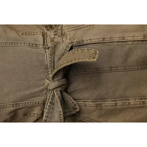 Free People FP Go West Olive Green Utility Cargo Denim Relaxed Leg Jumpsuit XS thumbnail 4
