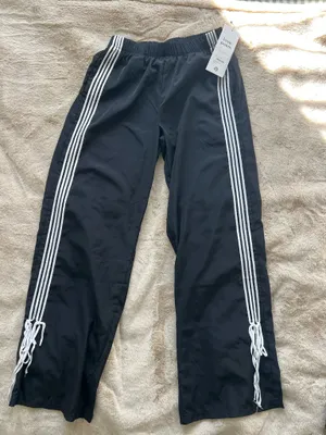 Windbreaker track sweatpants with bows Black thumbnail 2