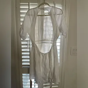 NWT Reformation Irwin mini dress backless size 12 white linen thumbnail 7