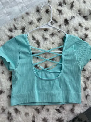 Aerie teal crop top thumbnail 2