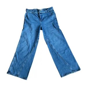 LOFT Wide Leg Jeans Medium Wash Belted High Rise Denim Trousers Size 10/30 thumbnail 1