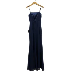 Lulus Feeling Elegant Navy Blue Lace-Up Slit Maxi Dress size XS NWT thumbnail 5
