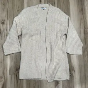 Elizabeth and James Knit Open Front Cream Cardigan Women’s Small thumbnail 2