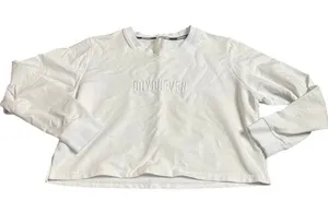 DOYOUEVEN White Embroidered Cropped Long Sleeve Sweatshirt Top Women's Small thumbnail 1