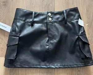 Princess Polly Mini Skirt Leather Black thumbnail 1