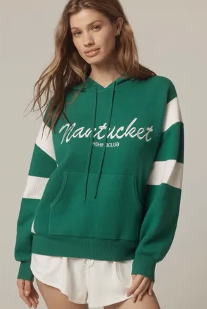 Daily Practice Nantucket Knit Hooded Sweatshirt in Green Size XS - C4-108 thumbnail 1