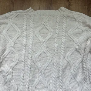 Women's Fisherman Cable Knit Heritage Sweater Cream Size Large thumbnail 7