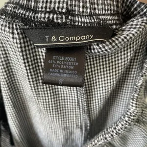 T & Company Vintage Gingham Wide Leg Pants Cottagecore Black White Womens Size 8 thumbnail 11