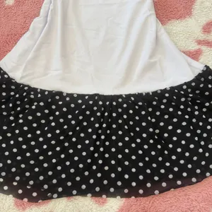 Vintage-Inspired Polka Dot Halter Mini Dress – Sheer Ruffle Hem 🤍🖤 Y2K Coquette / Balletcore XS-S thumbnail 2