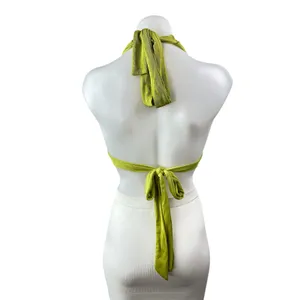 NEW Soly Hux Green Ribbed Knit Halter Plunge Ring Backless Blouse Top Size XS thumbnail 4