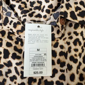 a new day Leopard Print Button-Down Satin Shirt - Tan & Black thumbnail 4