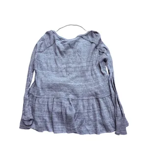 We The Free Free People Gray Waffle Knit Peplum Henley‎ Top Long Sleeve XS thumbnail 2