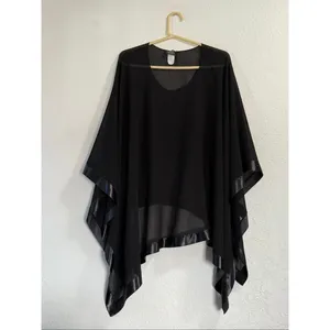 MSK Top Womens one size Black Sheer Poncho Overlay Evening Party Dressy thumbnail 2
