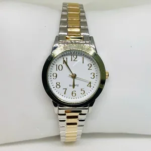 Accutime women’s watch silver gold tone quartz analog 28mm stretch band running thumbnail 1