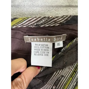 Vintage Y2K Brown Olive Striped Patchwork Maxi Skirt Asymmetrical Boho Artsy thumbnail 5