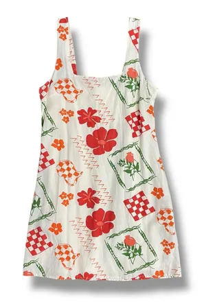 Japna Linen‎ Blend Floral Smocked Back Sundress Women’s L Summer thumbnail 1