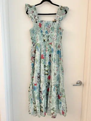 Anthropologie The Peregrine Square-Neck Midi Dress Butterfly Print Size M NWT thumbnail 9