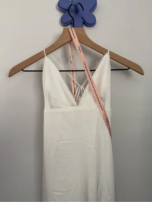 Lulus Medium NEW Lupita White Satin Tie-Back Maxi Dress Bridal Wedding Minimal thumbnail 3