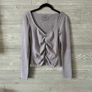 BDG‎ Urban Outfitters Ruched Front Long Sleeve Top Lilac Purple Size M thumbnail 2