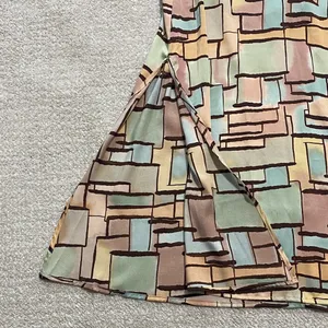 12th Tribe Geometric Block Print Maxi Dress in Beige, Mint & Terracotta Size L thumbnail 5