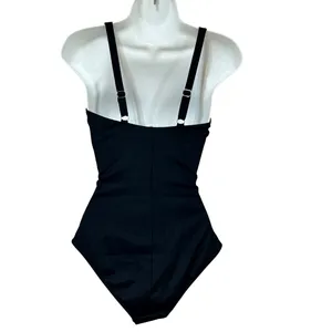 shade and shore Black Ruched One Piece Swimsuit Sweetheart Adjustable Straps S thumbnail 2