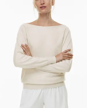 Aritzia the group by babaton turndown sweater Black cashmere silk boatneck s thumbnail 1