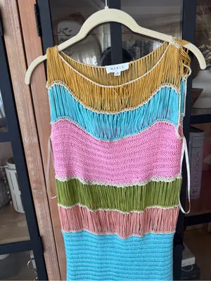 Mable fringe crochet dress Vacation Worthy Maxi Coverup colorful resortwear aqua thumbnail 7
