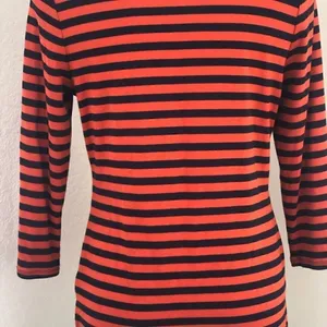 The Limited medium orange navy striped top thumbnail 1