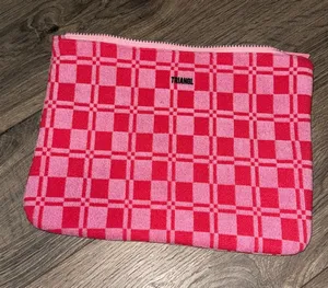 triangl swimwear Pink and Red Checkerboard Zip Pouch thumbnail 1