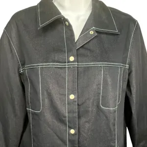 Coldwater Creek Blue Lightweight‎ Jacket Contrast Stitch Snap Front Size 14 thumbnail 3