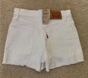 Levi's Women's White High-Rise Shorts thumbnail 2