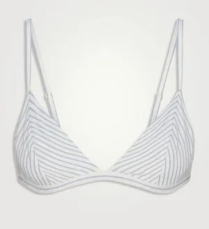 Skims Cotton Poplin Bralette in Zen Blue Stripe thumbnail 1