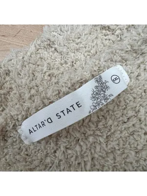 Altar'd State Fuzzy Oversized Colorblock Sweater Beige Brown Blue Size XXL thumbnail 8