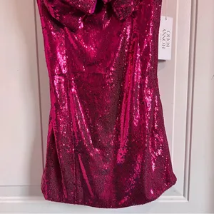 Torn by RONNY KOBO Lindsay Sequin Bow Mini Dress, Color Tulip Pink, Size M, NWT thumbnail 6