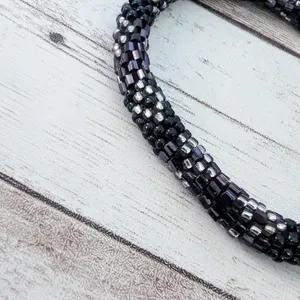 Vintage Bracelet Dark Purple, Black, Clear Beads thumbnail 4