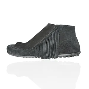 Minnetonka Lacy 9.5 Fringe Ankle Black Suede Leather‎ Bootie Shoe Moccasin Boho thumbnail 2
