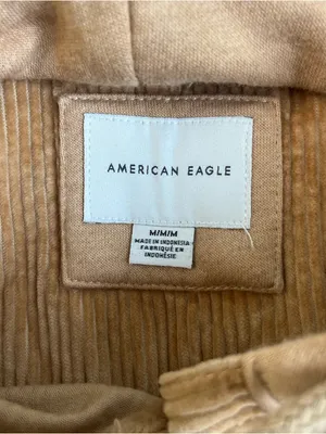 American Eagle AE Hooded Cropped Corduroy Button Up Shirt Shacket Small M Top thumbnail 3