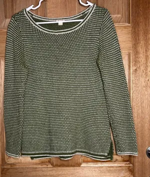J. Crew Olive and Cream Textured Crewneck Sweater size S thumbnail 1