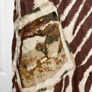 Vintage Leslie Fay Safari zebra print cotton midi skirt thumbnail 9