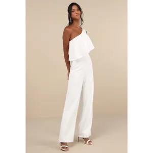 Lulus Flawless Vibes White One-Shoulder Tiered Wide-Leg Jumpsuit Classy Small thumbnail 3