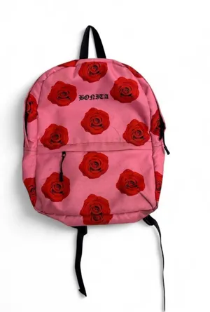 Vans Viva La Bonita Bonita pink rose old English backpack thumbnail 1