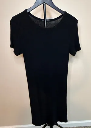 Brandy Melville Black Ribbed Knit Mini Dress One‎ Size thumbnail 1