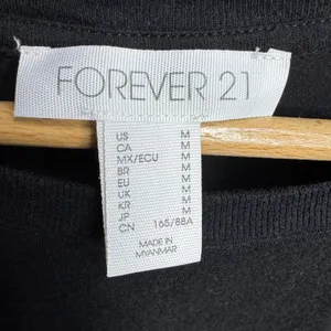 Forever 21 Womens Black Short Sleeve‎ Crew Neck Cotton Modal T-Shirt Size Medium thumbnail 3
